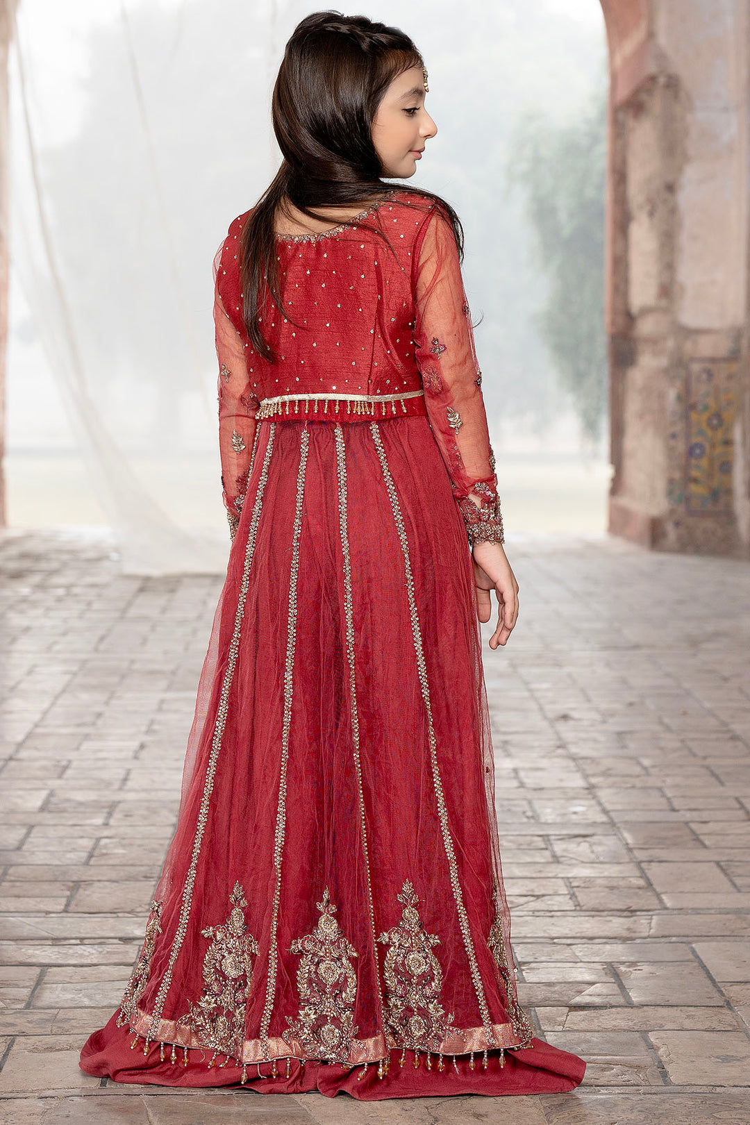 0037-RIA EMBROIDERED SILK NET STITCHED