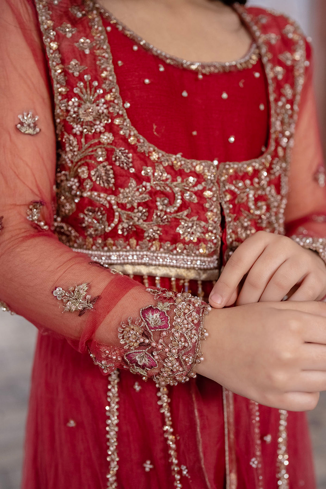 0037-RIA EMBROIDERED SILK NET STITCHED