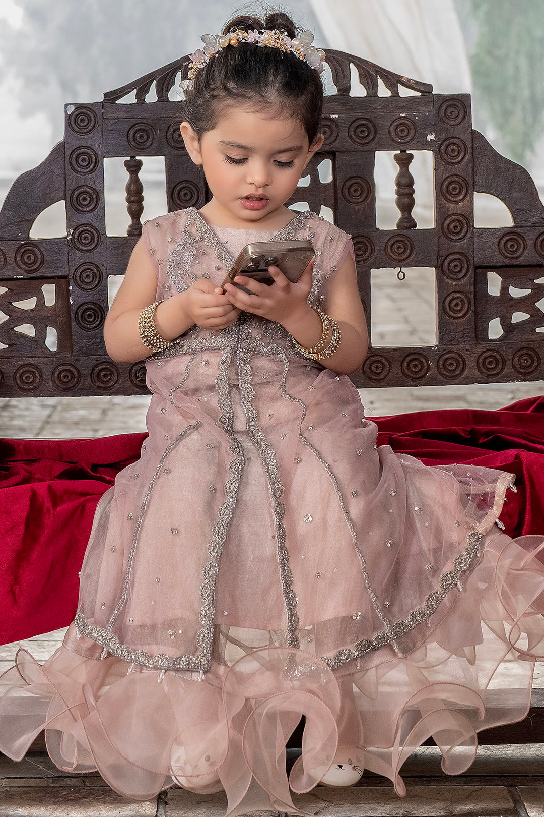 0041-NIA EMBROIDERED SILK NET STITCHED