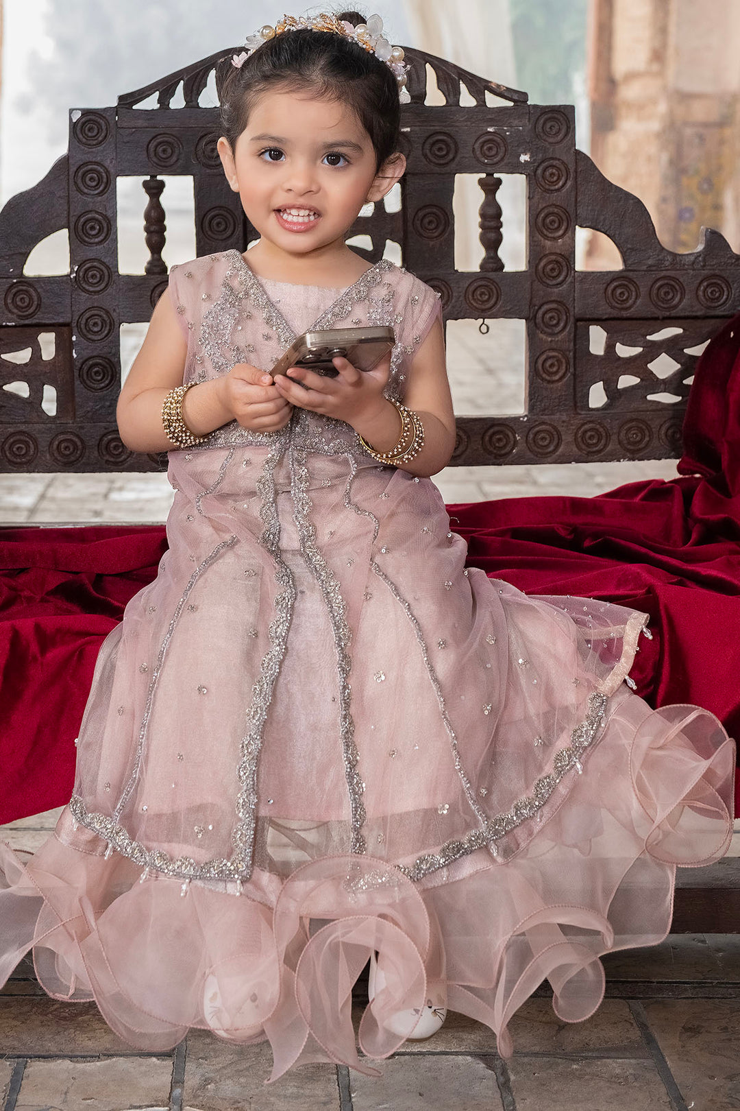 0041-NIA EMBROIDERED SILK NET STITCHED