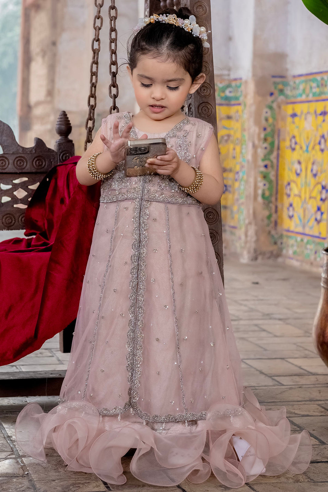 0041-NIA EMBROIDERED SILK NET STITCHED