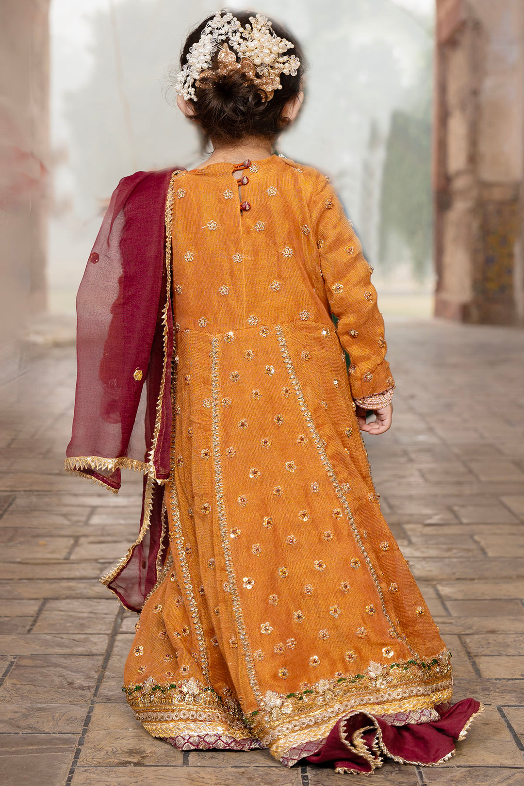 0042-OMA HAND EMBELLISHED COTTON ZARI STITCHED