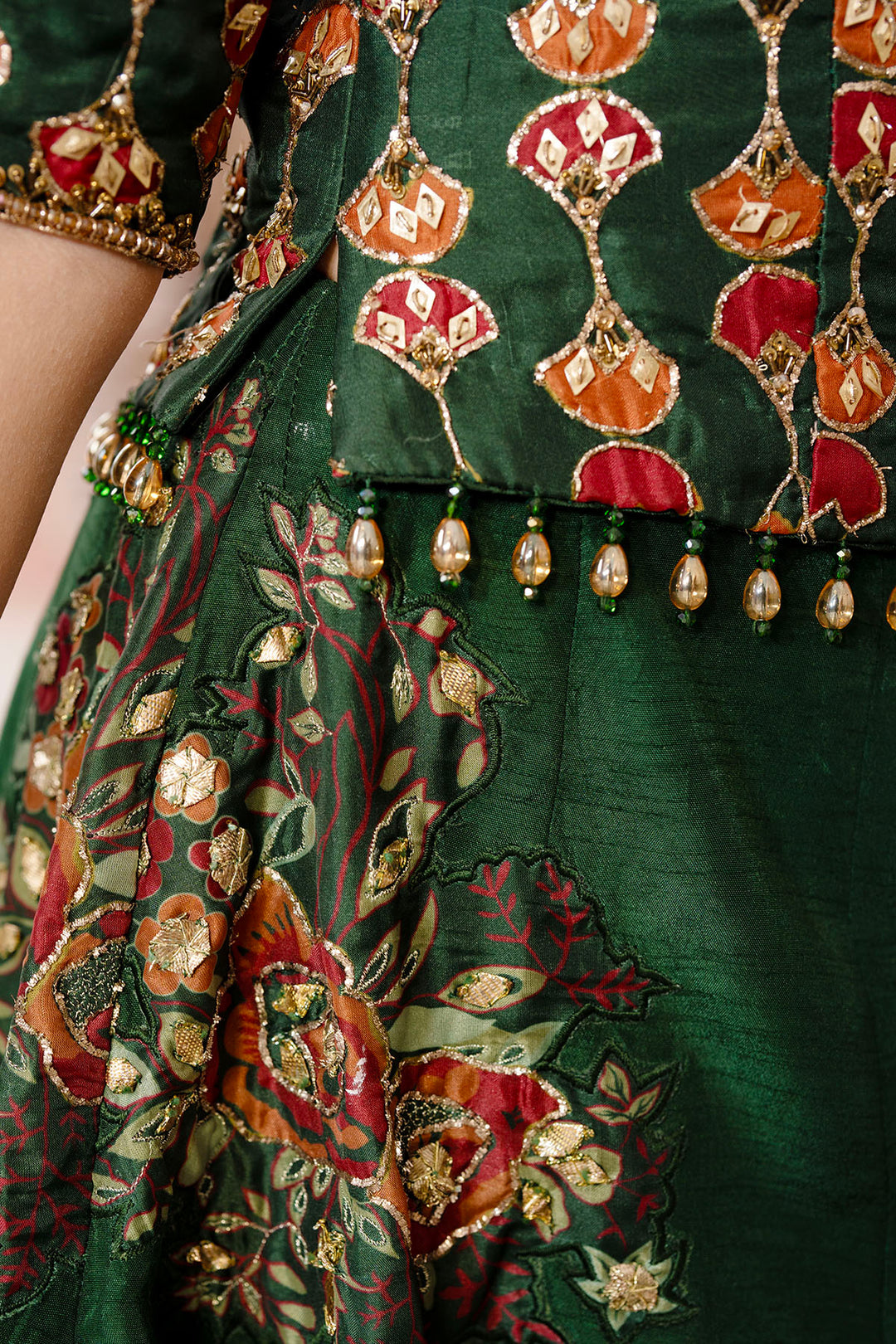 0044-MIA HAND EMBELLISHED RAW SILK STITCHED