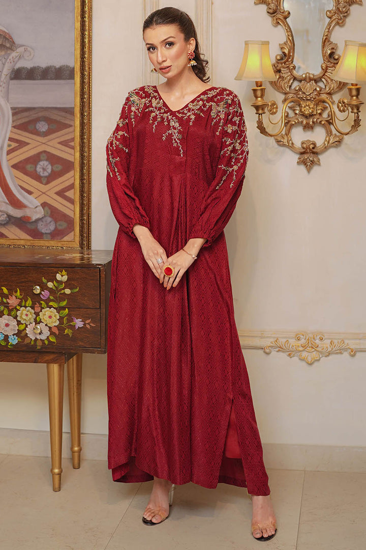 0049-LUSTER HAND EMBELLISHED SILK STITCHED