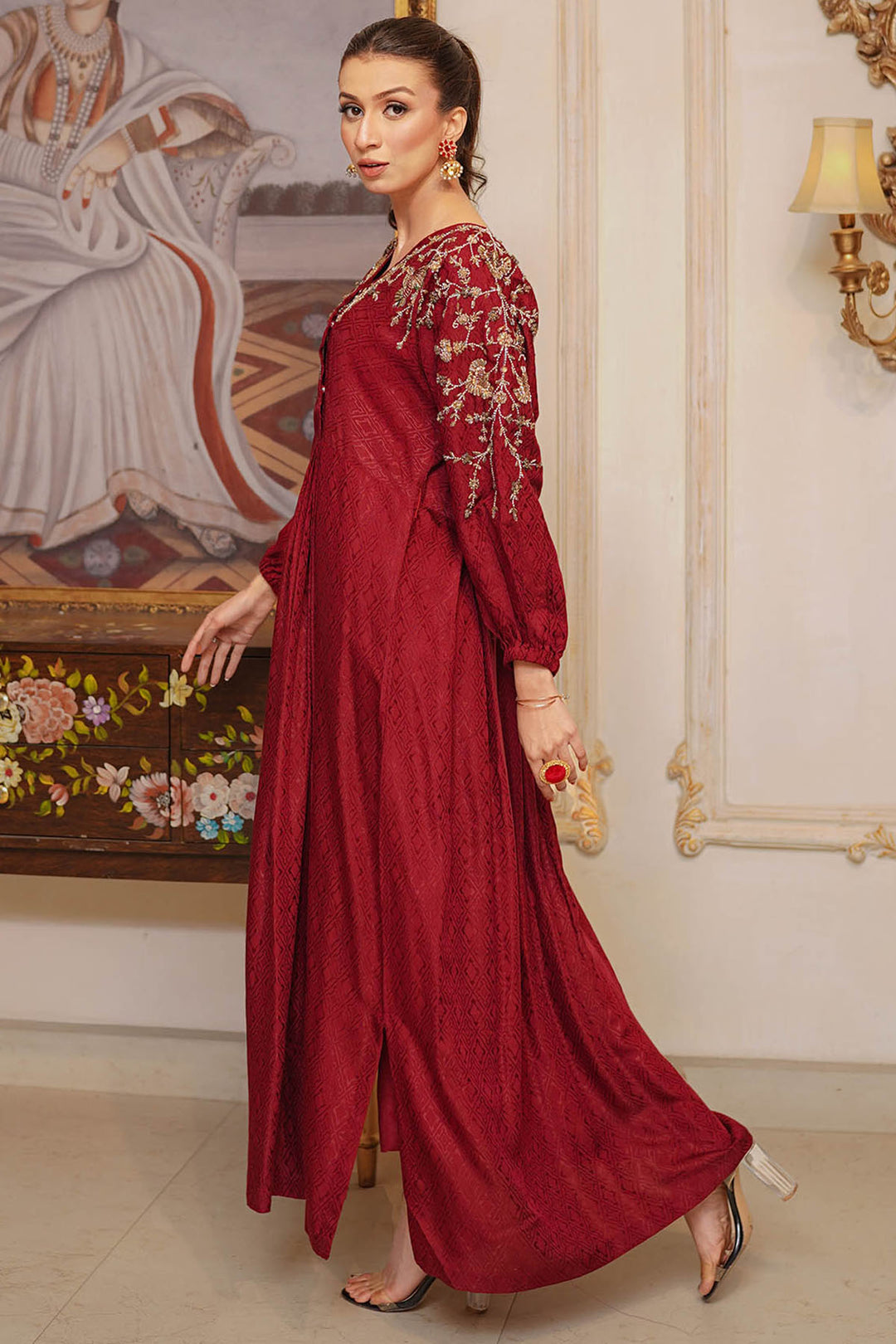 0049-LUSTER HAND EMBELLISHED SILK STITCHED