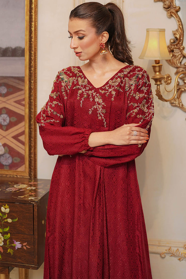 0049-LUSTER HAND EMBELLISHED SILK STITCHED