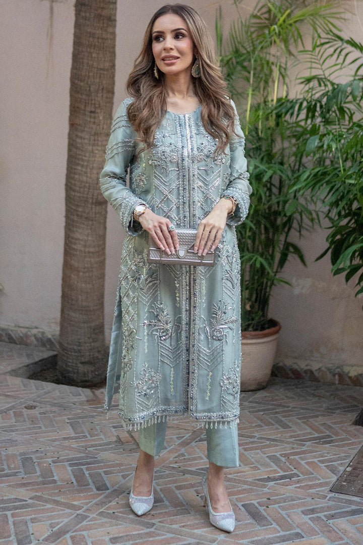 0053-OPAL HAND EMBELLISHED ORGANZA NET STITCHED