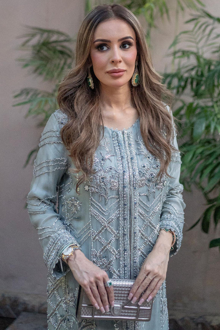 0053-OPAL HAND EMBELLISHED ORGANZA NET STITCHED