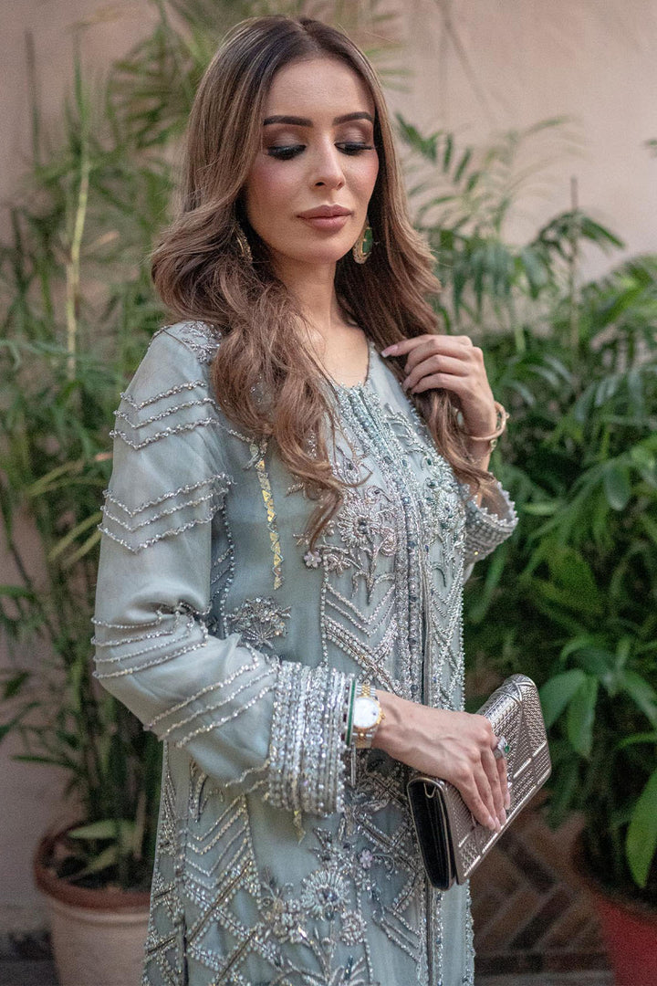 0053-OPAL HAND EMBELLISHED ORGANZA NET STITCHED