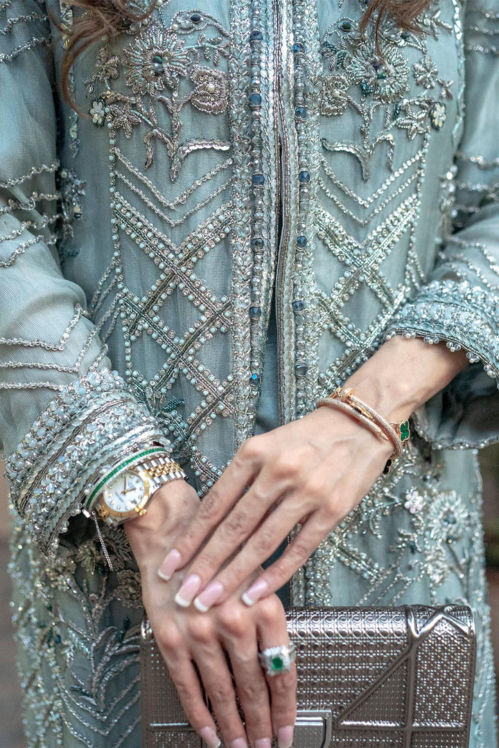 0053-OPAL HAND EMBELLISHED ORGANZA NET STITCHED