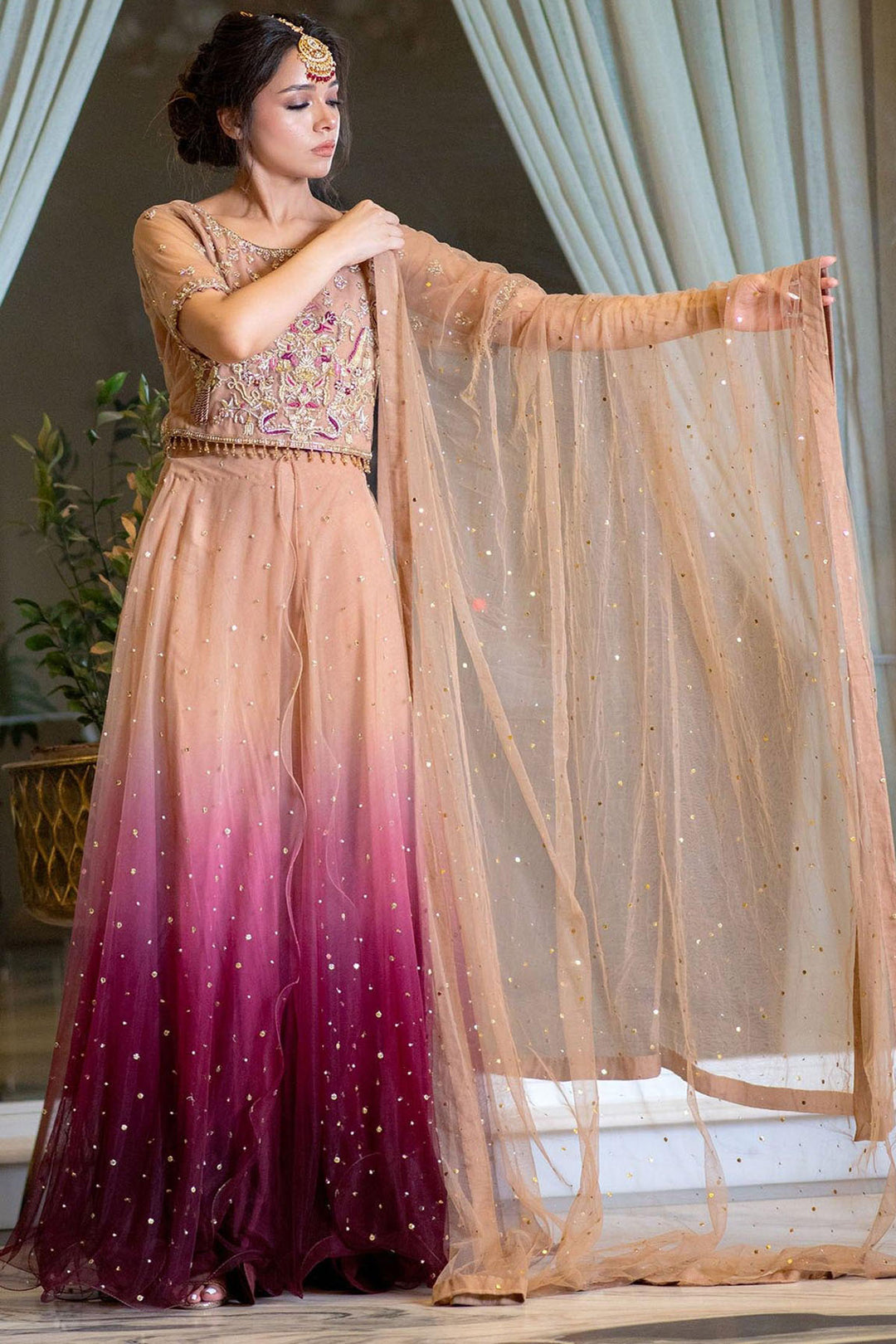 0060-STAR DUST EMBROIDERED SILK NET STITCHED
