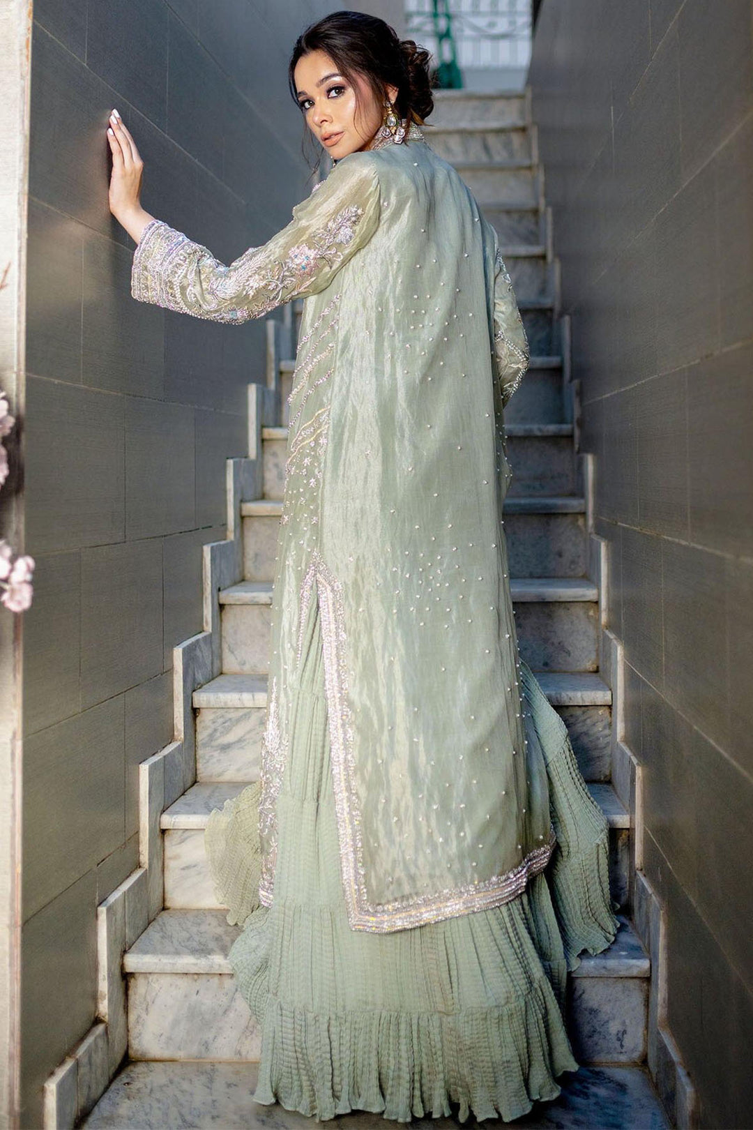 0061-ILHANA EMBROIDERED ORGANZA STITCHED