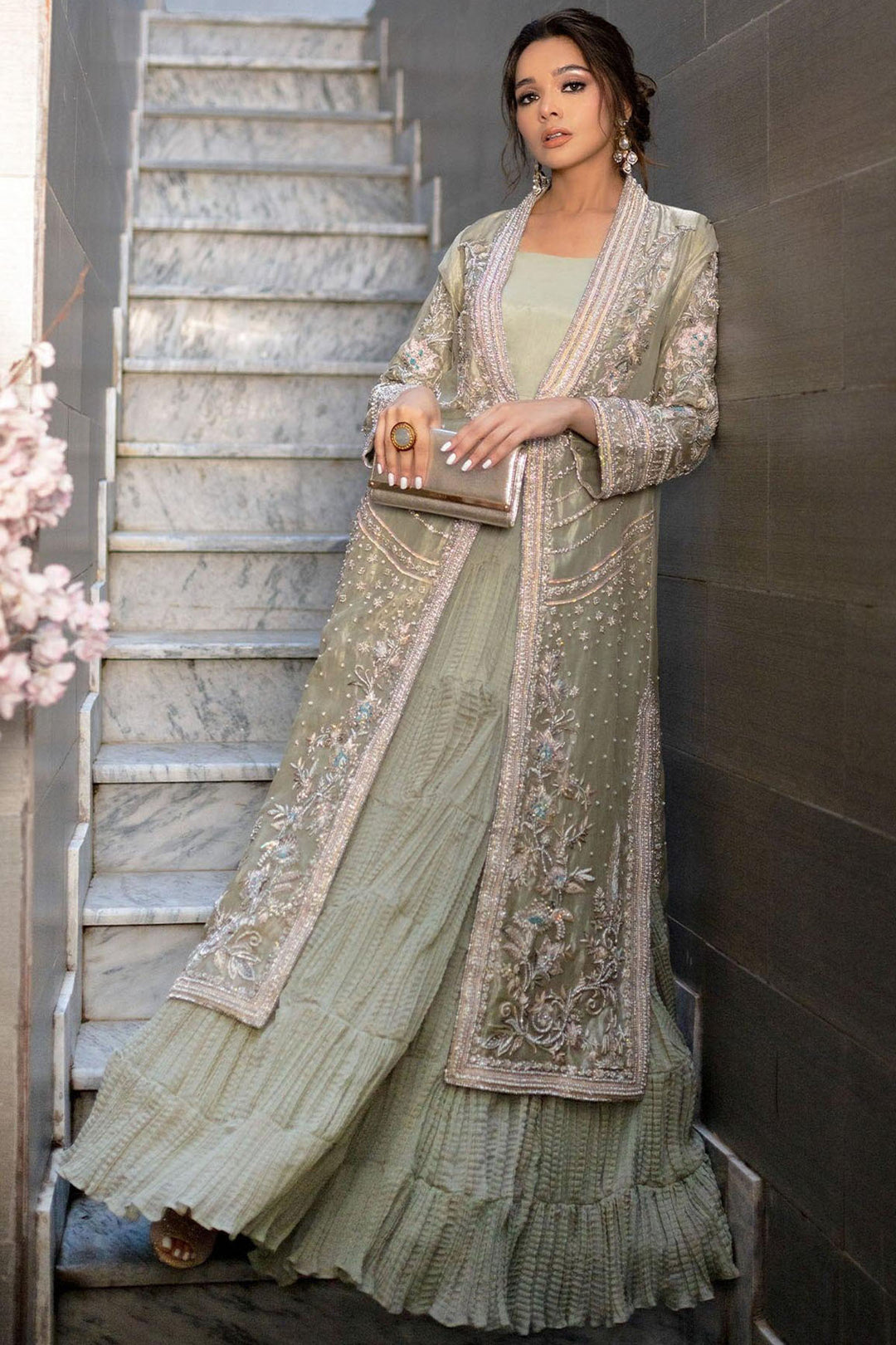 0061-ILHANA EMBROIDERED ORGANZA STITCHED