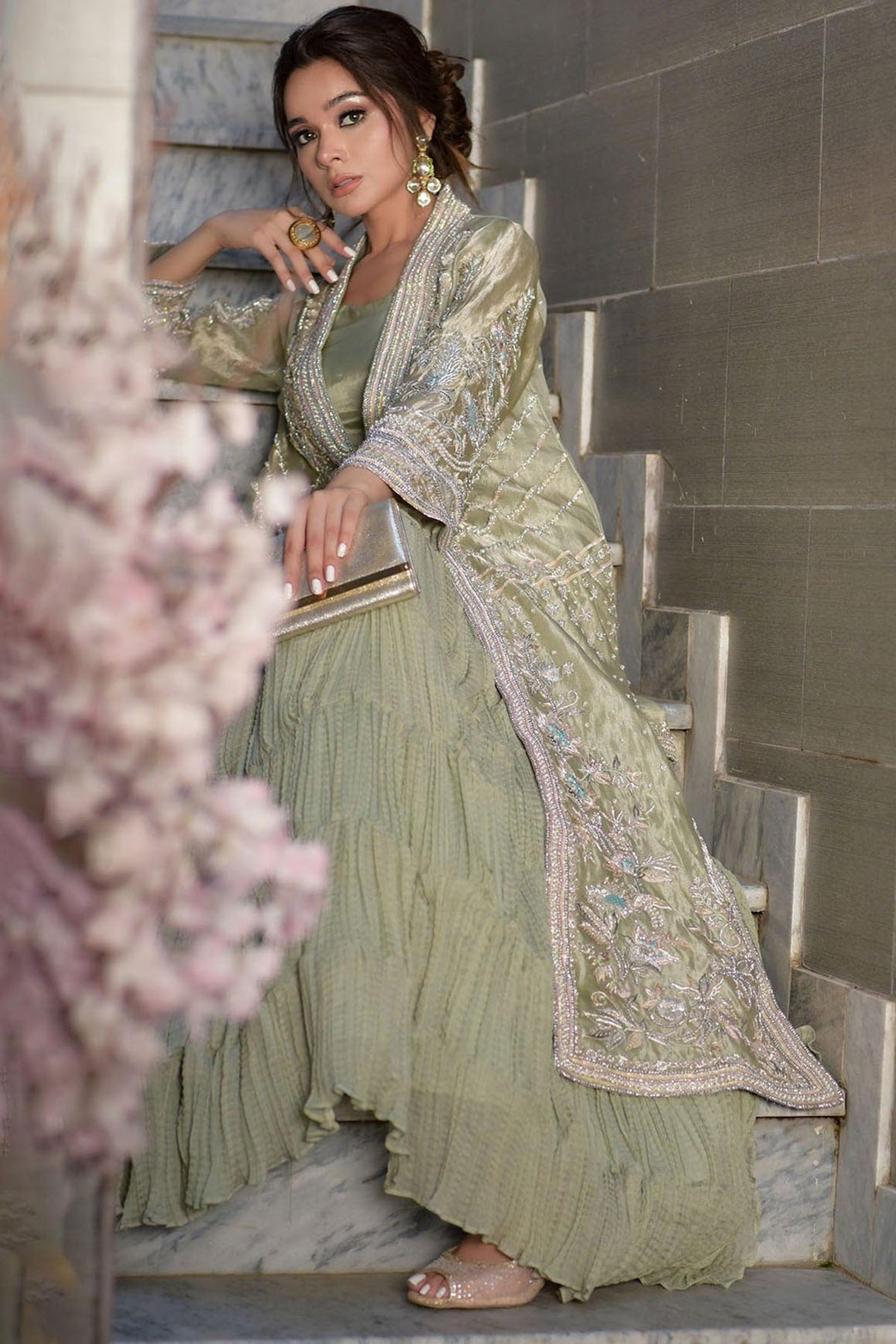 0061-ILHANA EMBROIDERED ORGANZA STITCHED