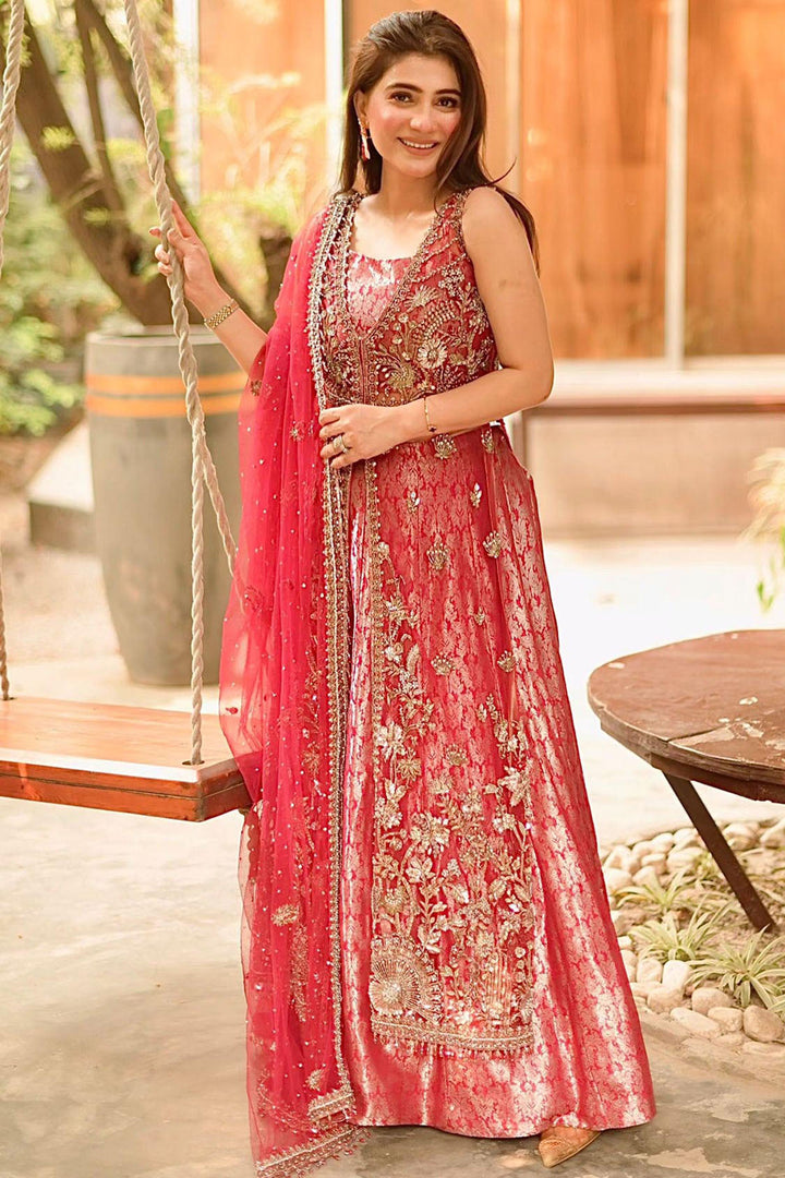 0065-ELIZA EMBROIDERED SILK NET STITCHED