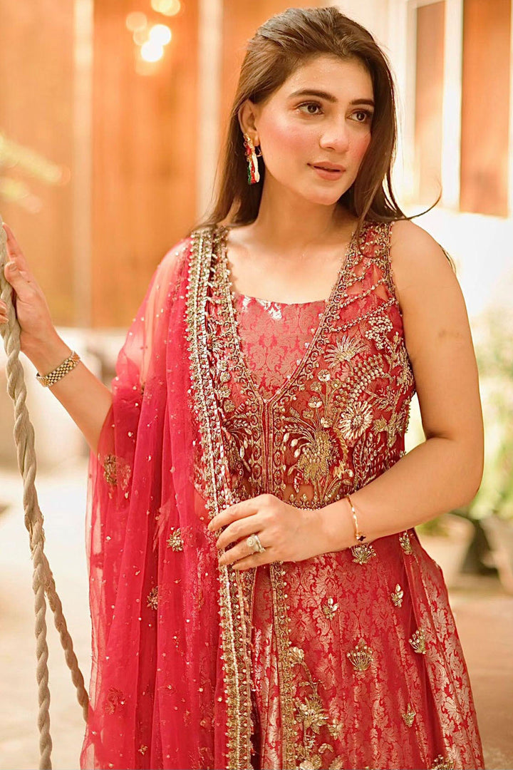 0065-ELIZA EMBROIDERED SILK NET STITCHED