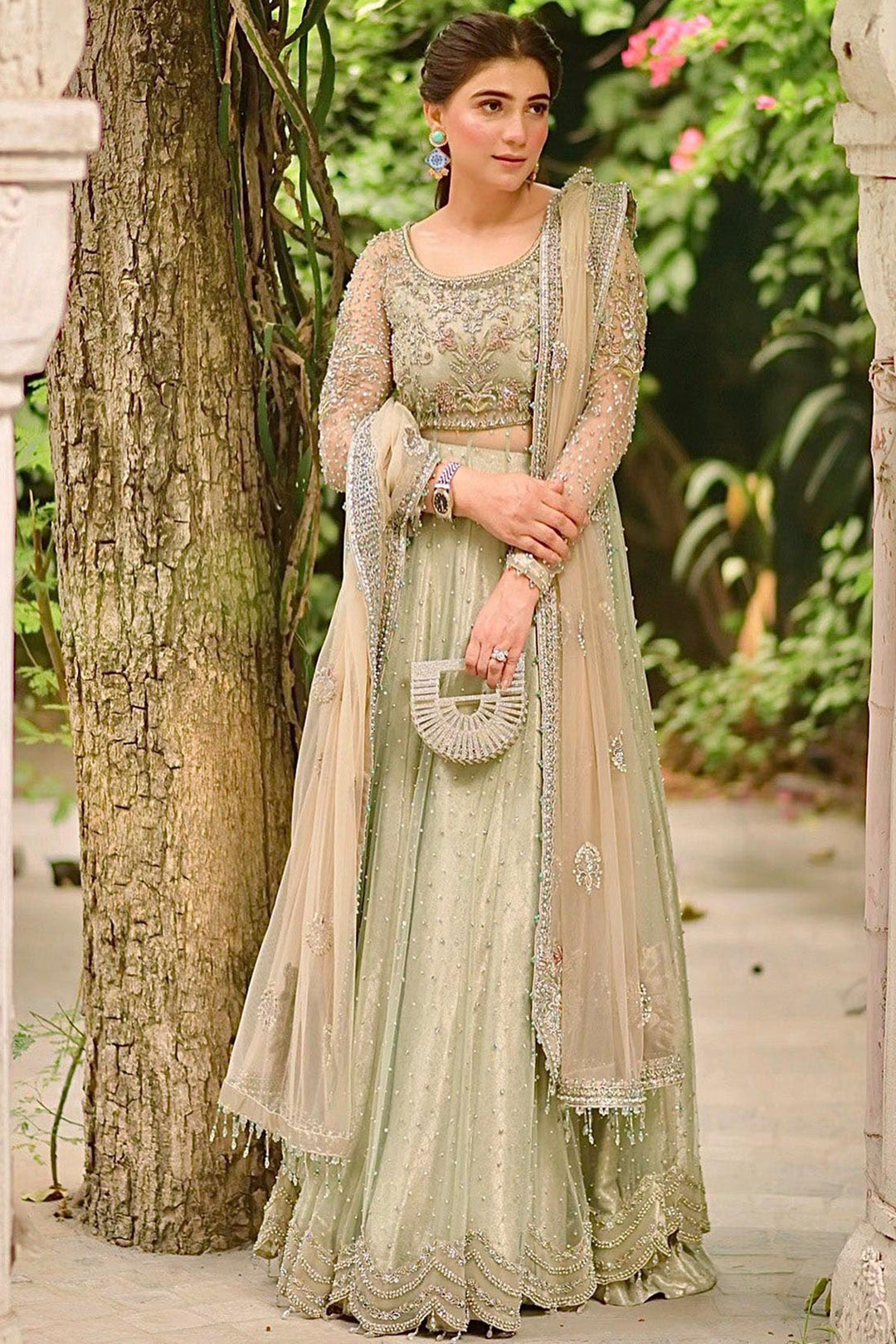 0066-CELINA EMBROIDERED SILK NET STITCHED