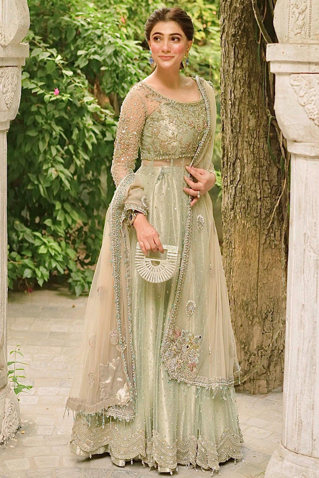 0066-CELINA EMBROIDERED SILK NET STITCHED