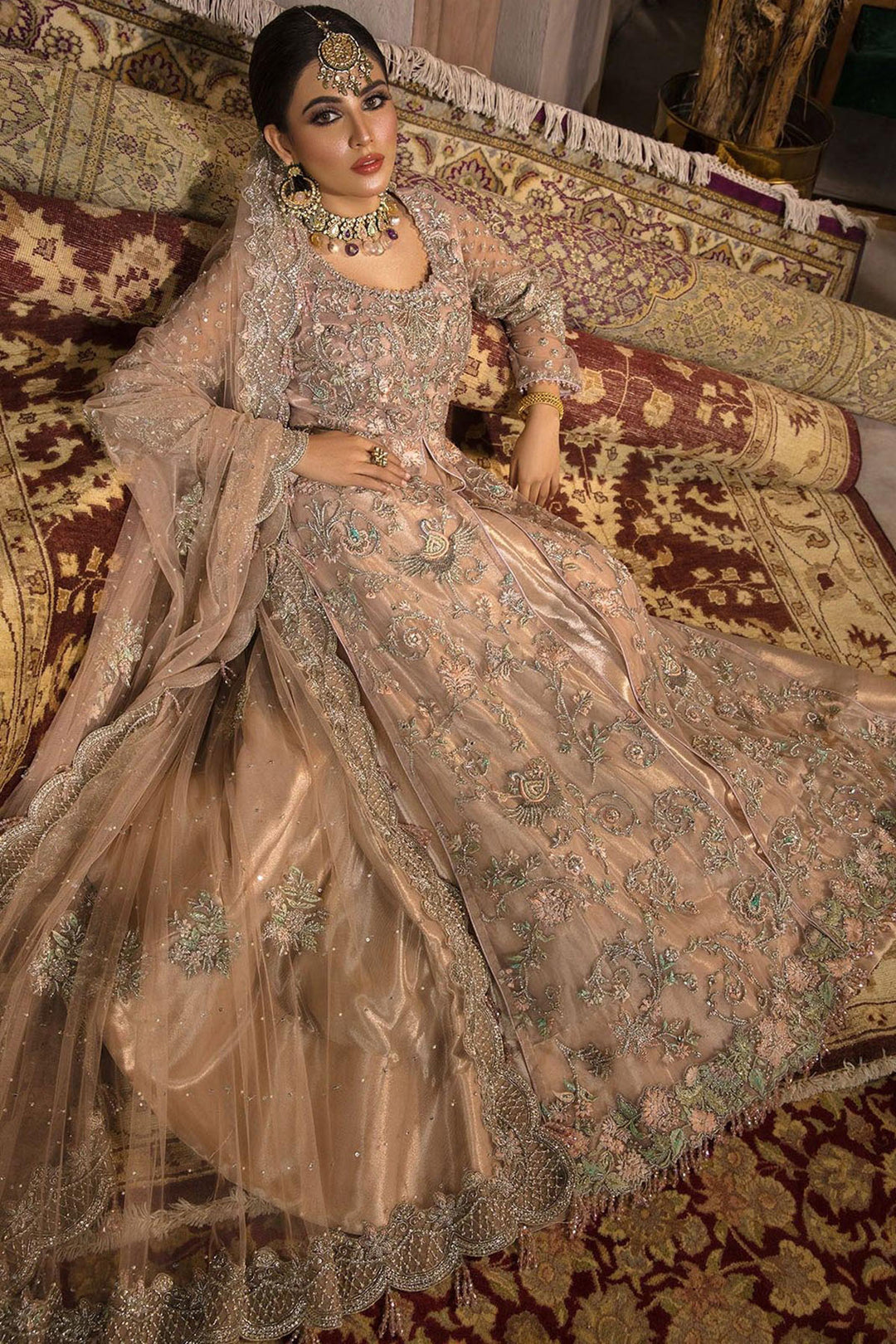 0069-GLITZY EMBROIDERED SILK NET STITCHED