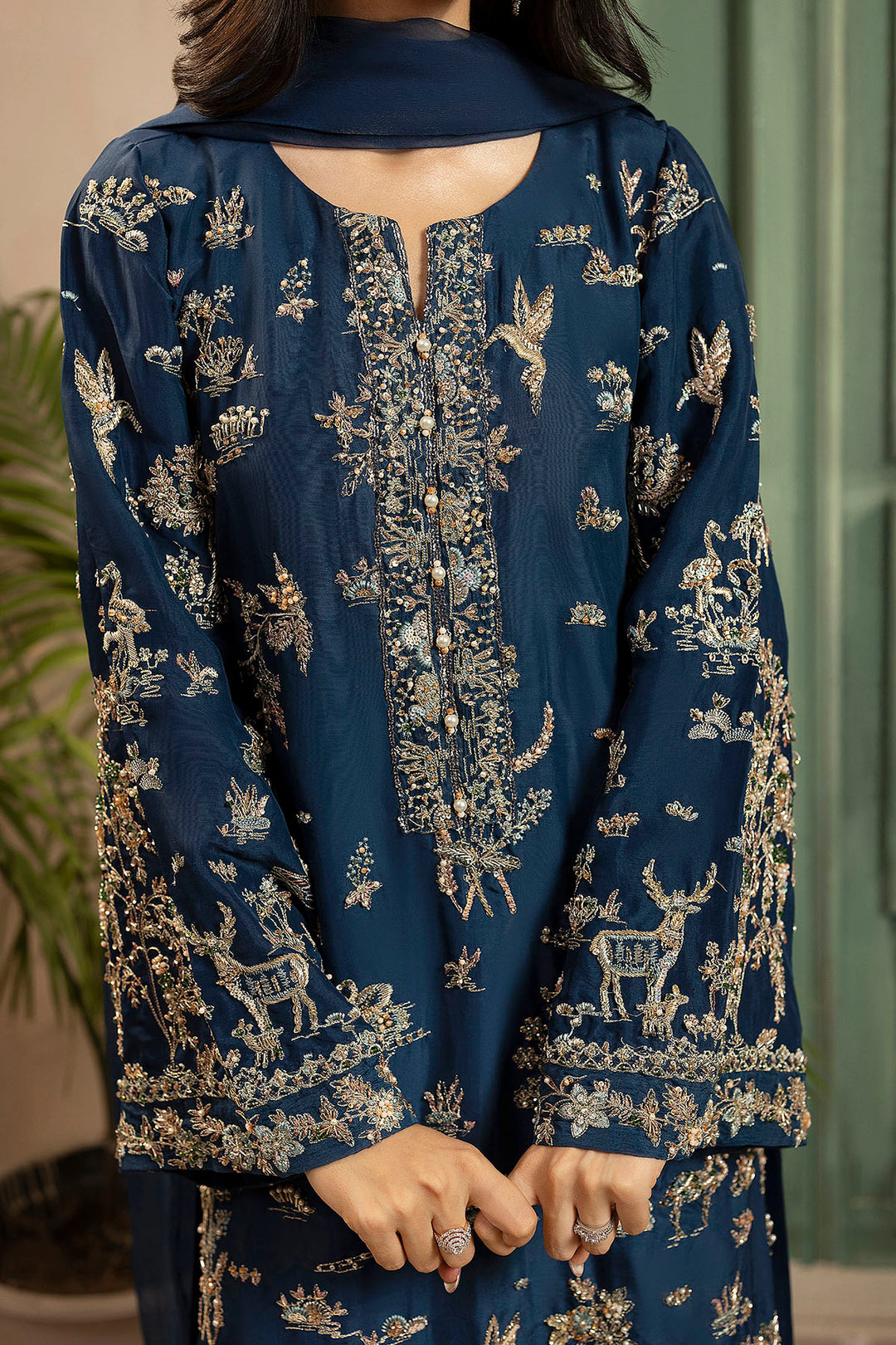 0074-AFSANA HAND EMBELLISHED SILK STITCHED