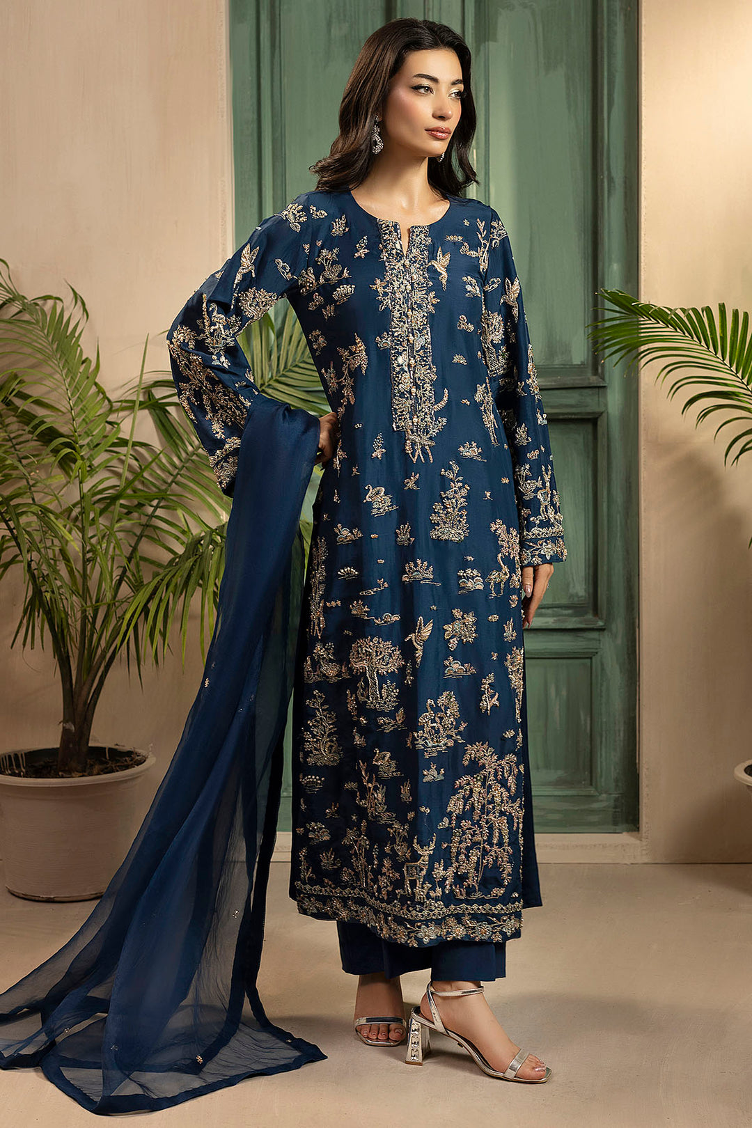 0074-AFSANA HAND EMBELLISHED SILK STITCHED