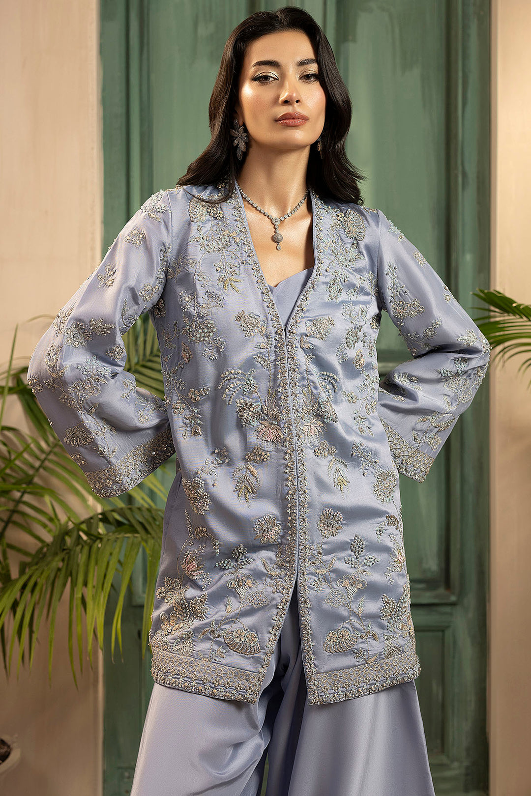 0075-MAHVEEN HAND EMBELLISHED SEESHA SILK STITCHED