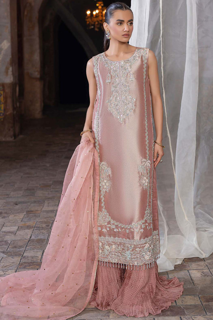 0081-ROSE DUST HAND EMBELLISHED TISSUE STITCHED