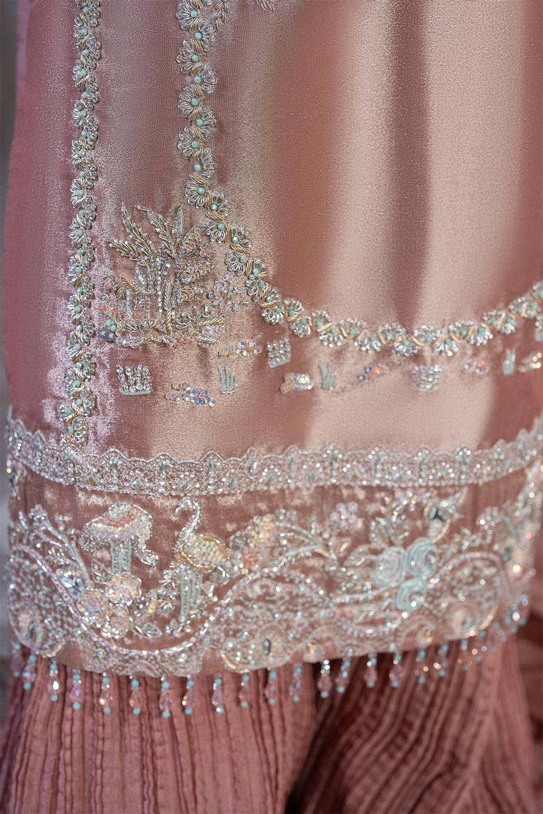 0081-ROSE DUST HAND EMBELLISHED TISSUE STITCHED