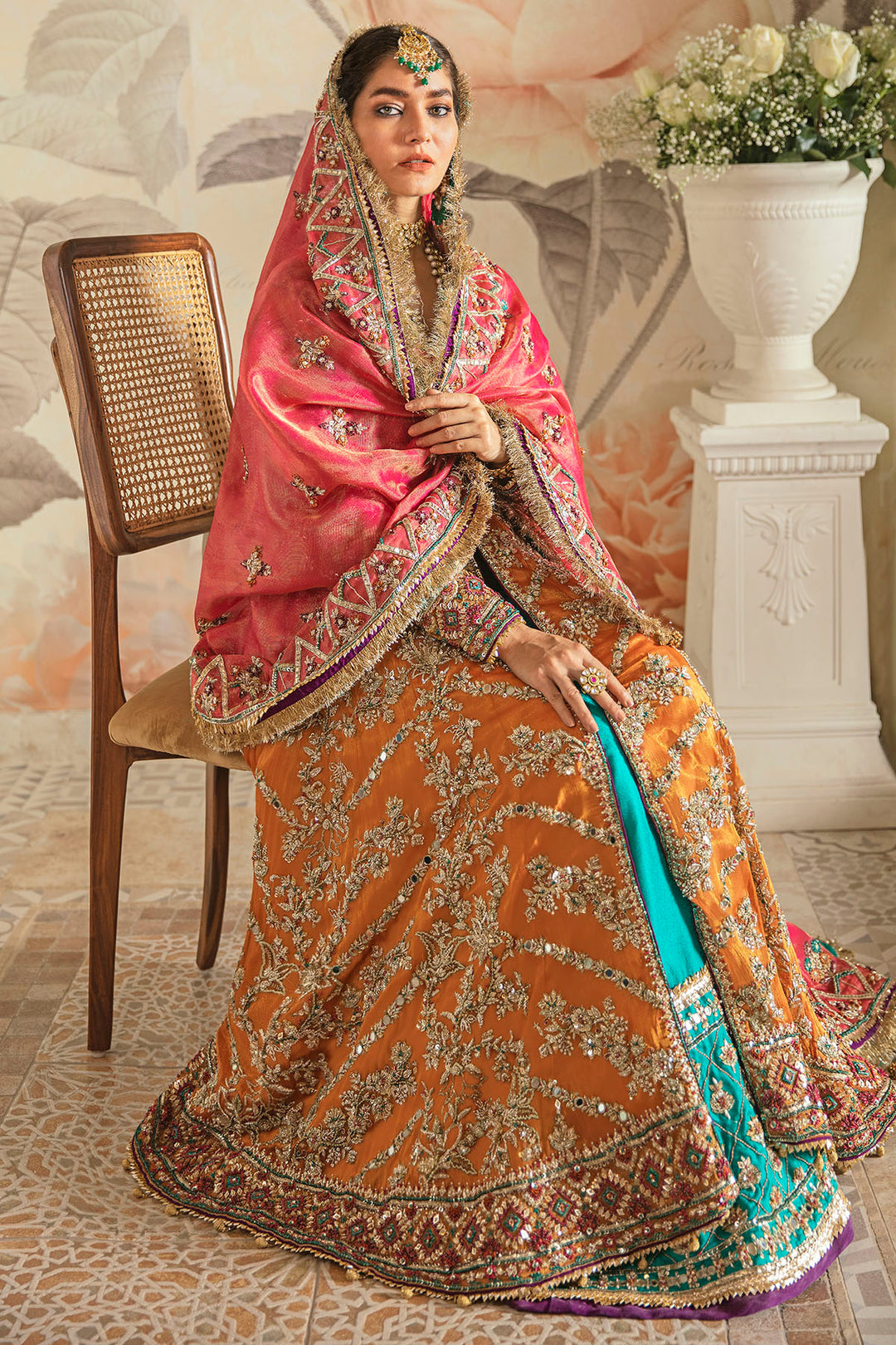 0090-FLORENCE HAND EMBELLISHED SILK NET STITCHED