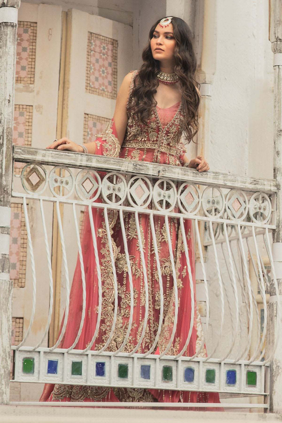 0096-RITZY HAND EMBELLISHED SILK NET STITCHED