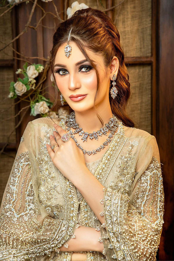 0098-RADIANCE HAND EMBELLISHED ORGANZA NET STITCHED