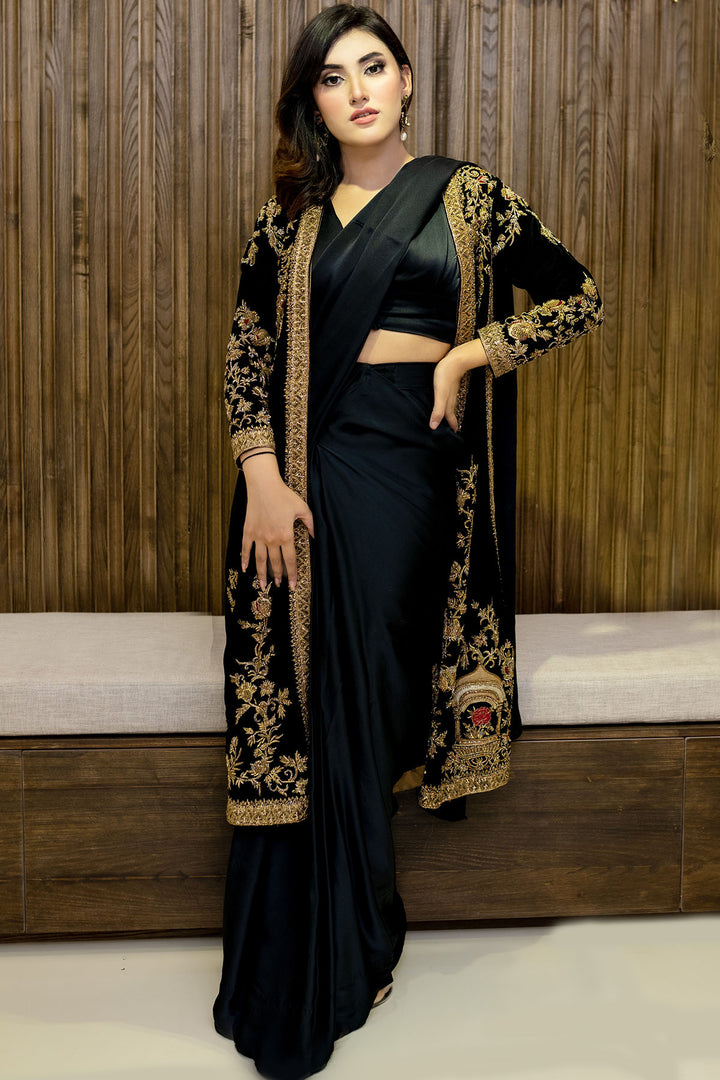 0099-BLACK-JEWEL HAND EMBELLISHED SILK STITCHED