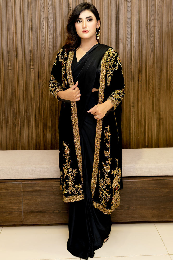 0099-BLACK-JEWEL HAND EMBELLISHED SILK STITCHED