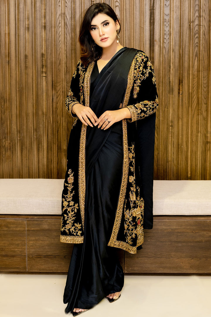 0099-BLACK-JEWEL HAND EMBELLISHED SILK STITCHED