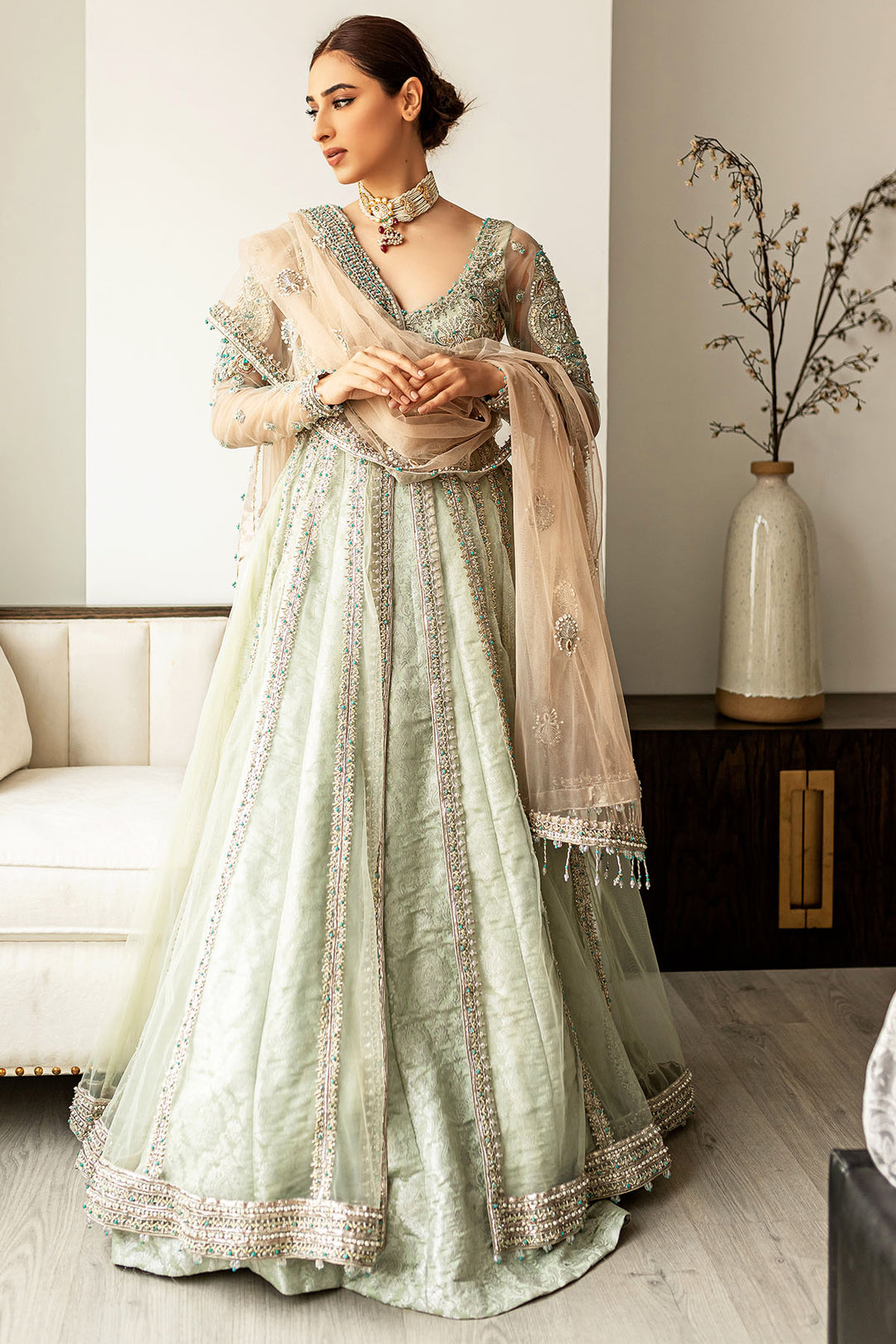 0101-SUBLIME HAND EMBELLISHED SILK NET STITCHED