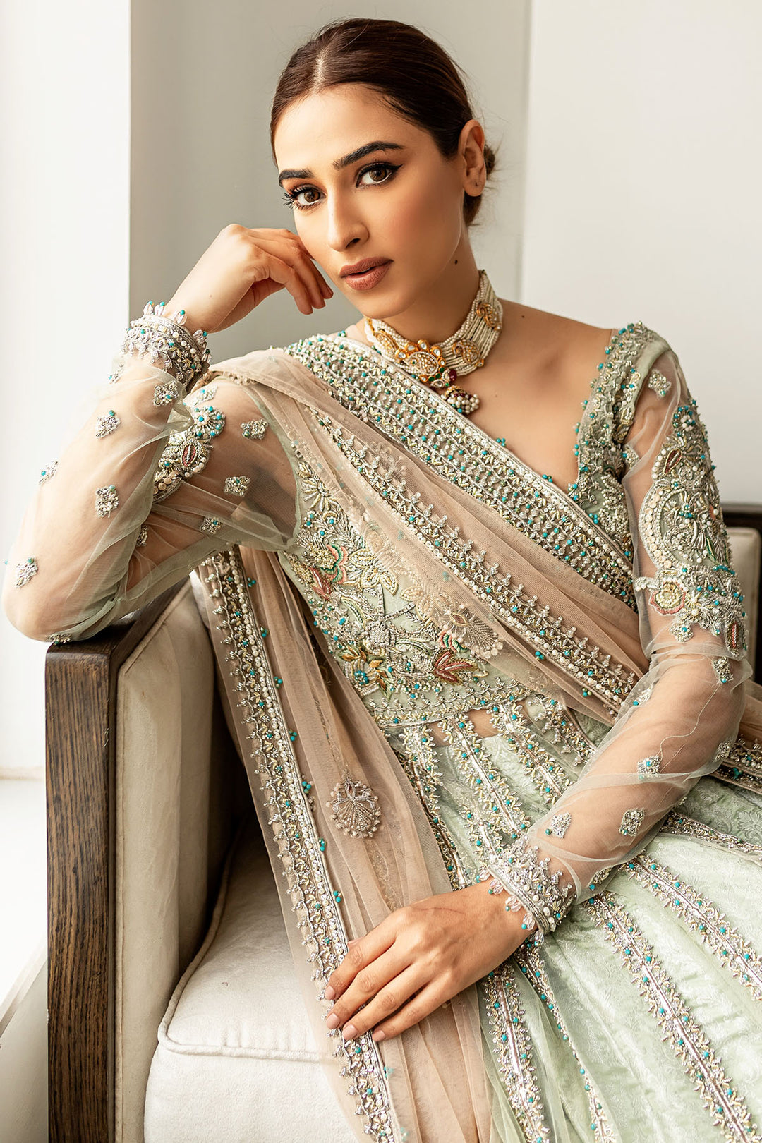 0101-SUBLIME HAND EMBELLISHED SILK NET STITCHED