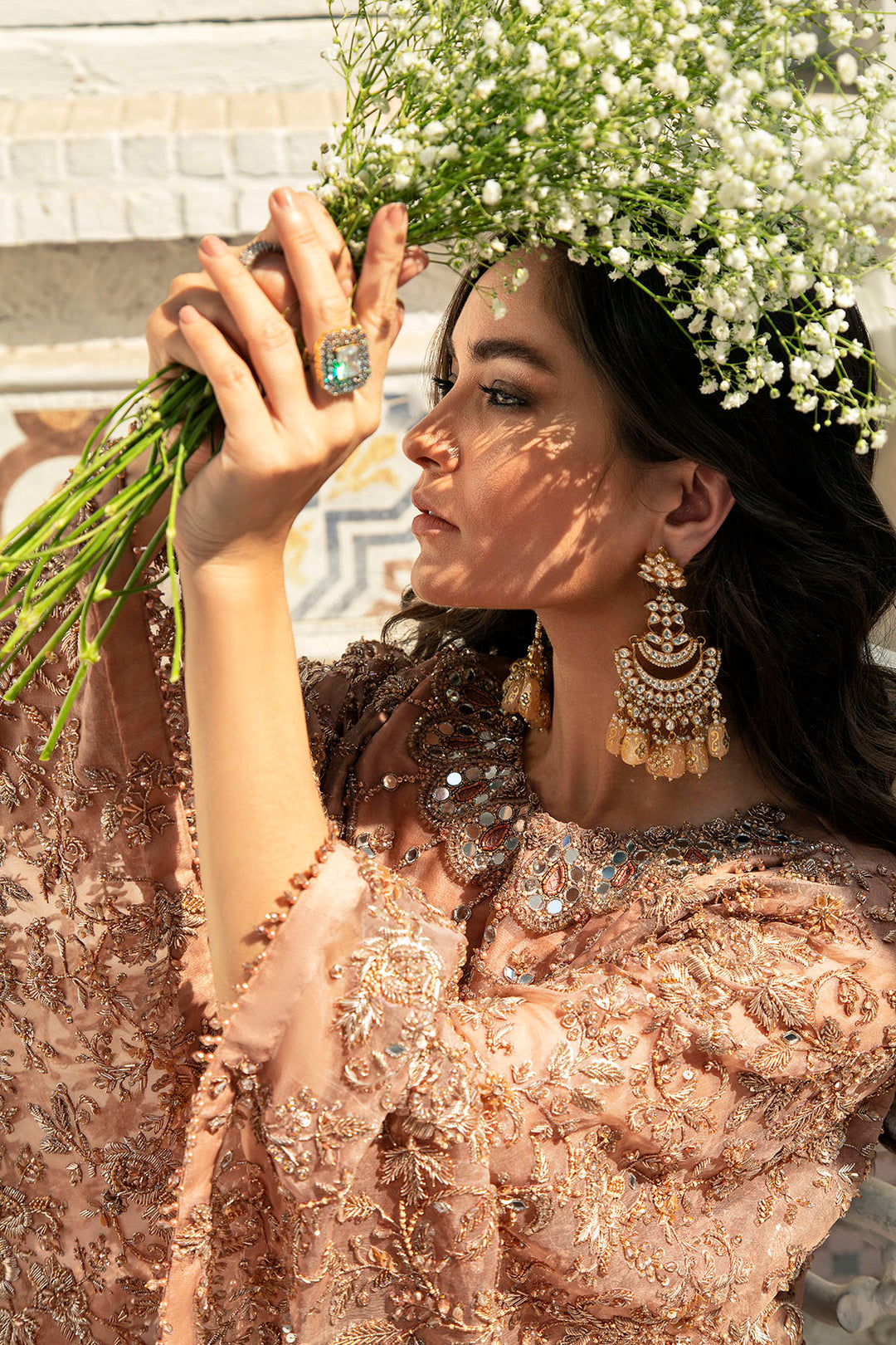 0102-VENUS HAND EMBELLISHED ORGANZA STITCHED