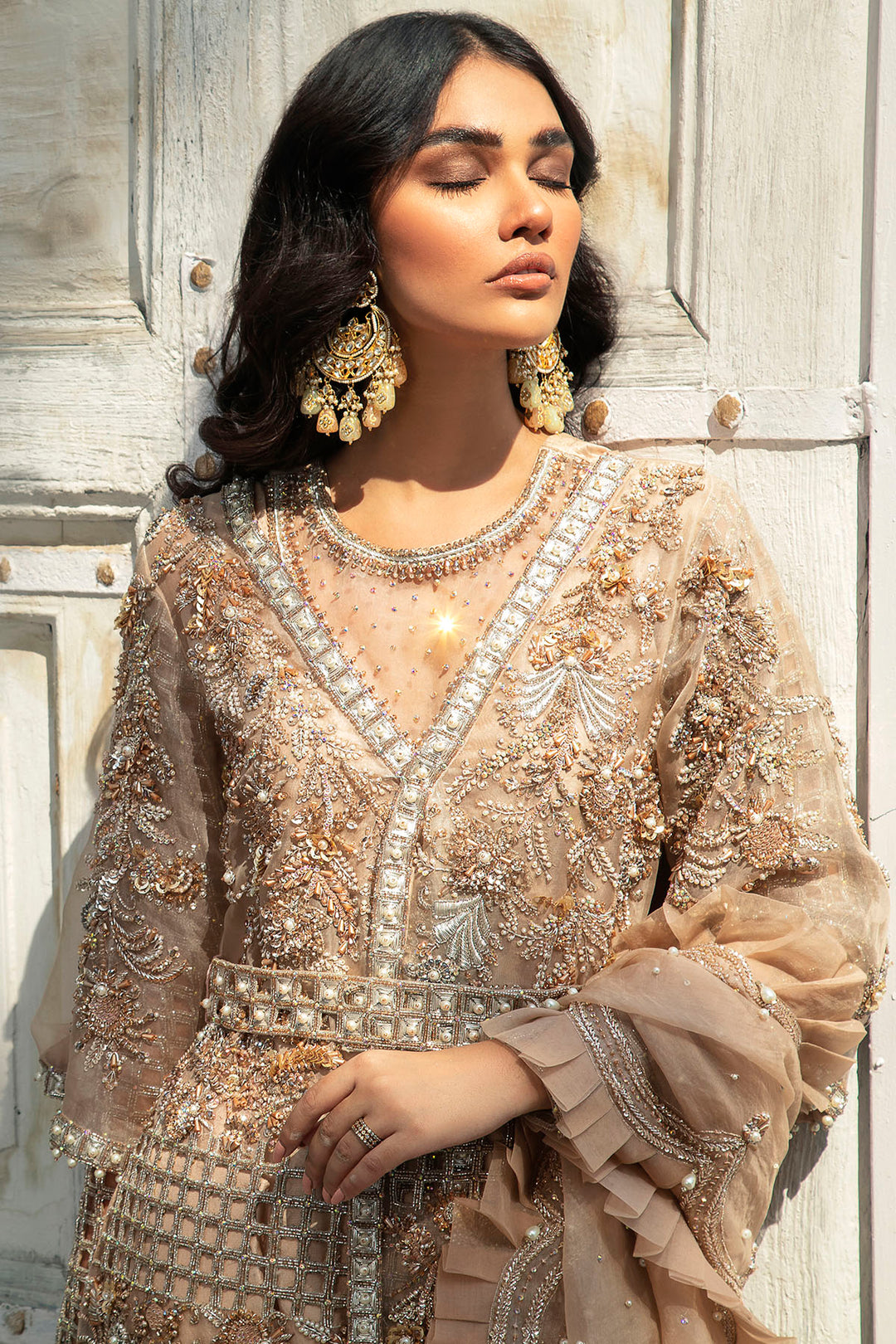 0103-REGAL HAND EMBELLISHED ORGANZA STITCHED