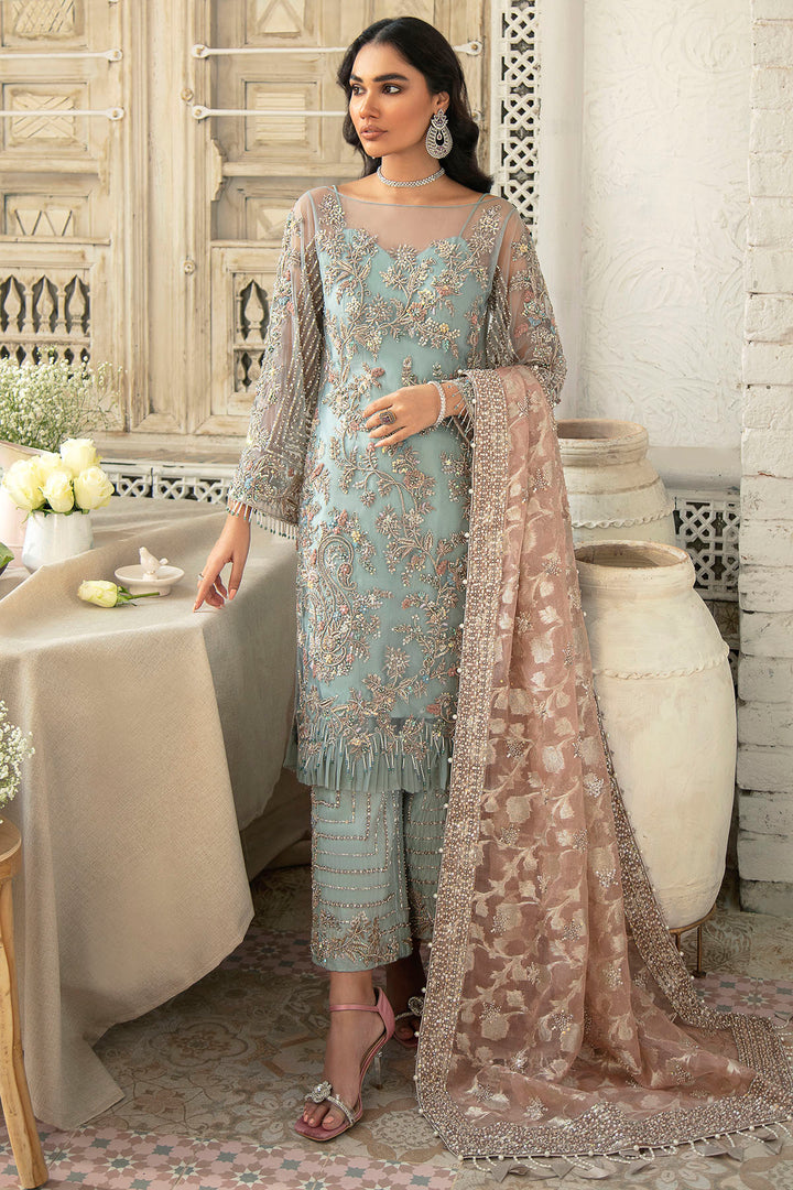 0104-CELESTE HAND EMBELLISHED SILK NET STITCHED