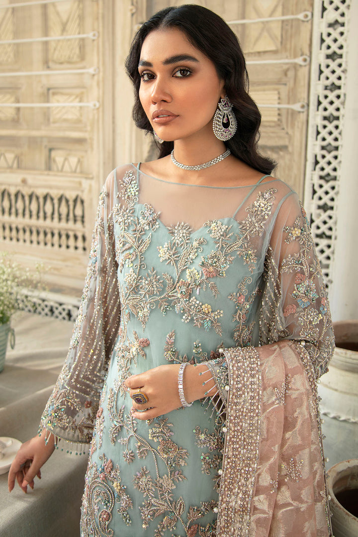 0104-CELESTE HAND EMBELLISHED SILK NET STITCHED