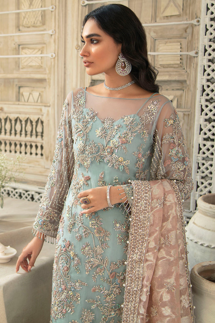 0104-CELESTE HAND EMBELLISHED SILK NET STITCHED