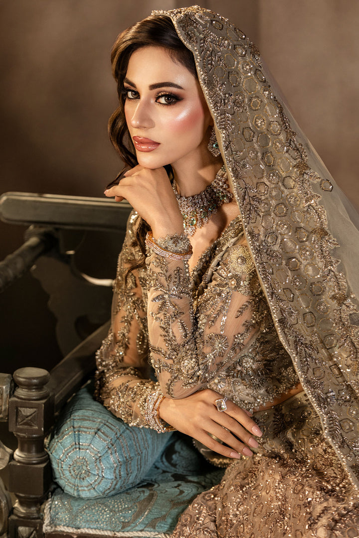 0105-GRANDURE HAND EMBELLISHED SILK NET STITCHED