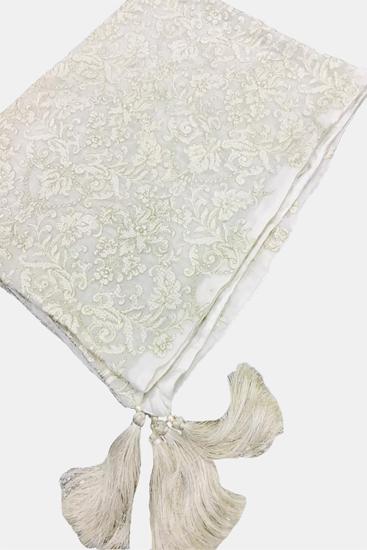 2326 FLORA WHITE EMBROIDERED SILK SHAWL