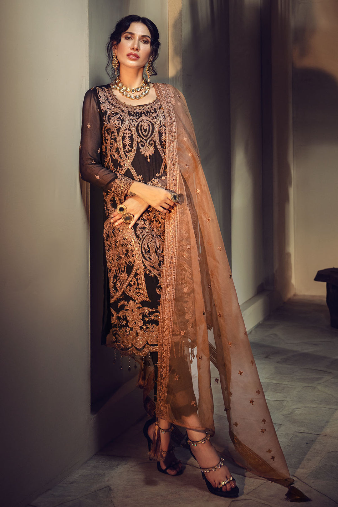2645-JADE EMBROIDERED BEMBERG CHIFFON UNSTITCHED