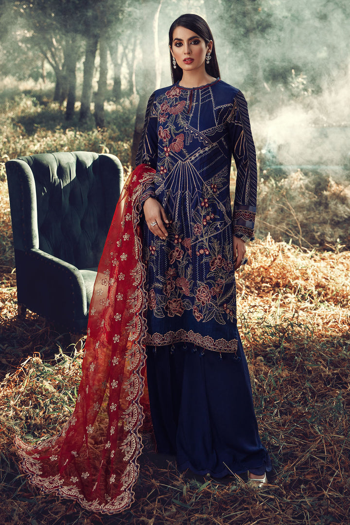 2699-LAPIS-LAZULI EMBROIDERED LINEN UNSTITCHED
