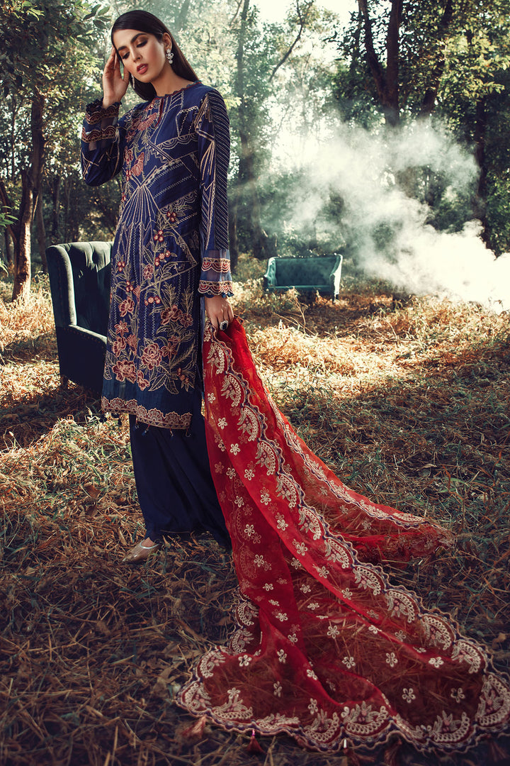 2699-LAPIS-LAZULI EMBROIDERED LINEN UNSTITCHED