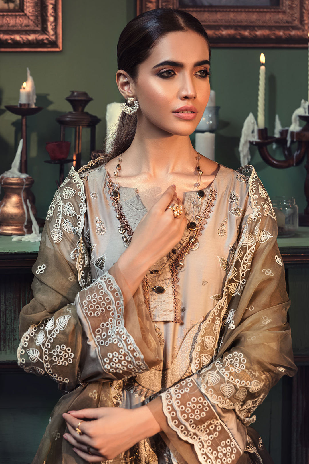 2677-STONE EMBROIDERED COTTON SATIN UNSTITCHED