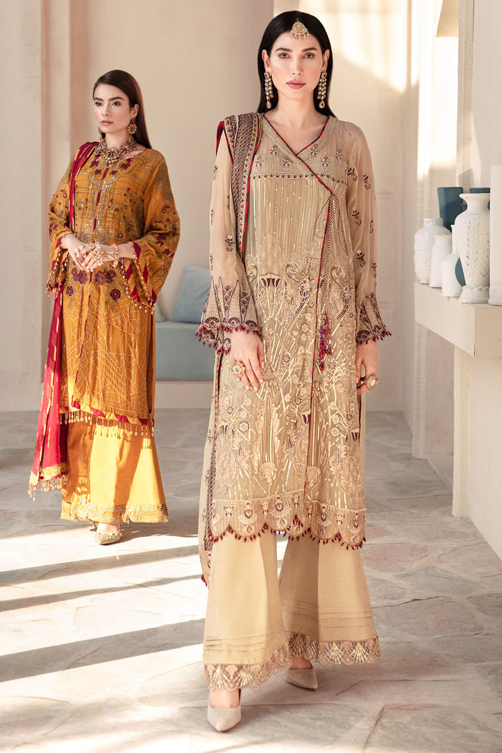 2575-SISAL EMBROIDERED BEMBERG CHIFFON UNSTITCHED