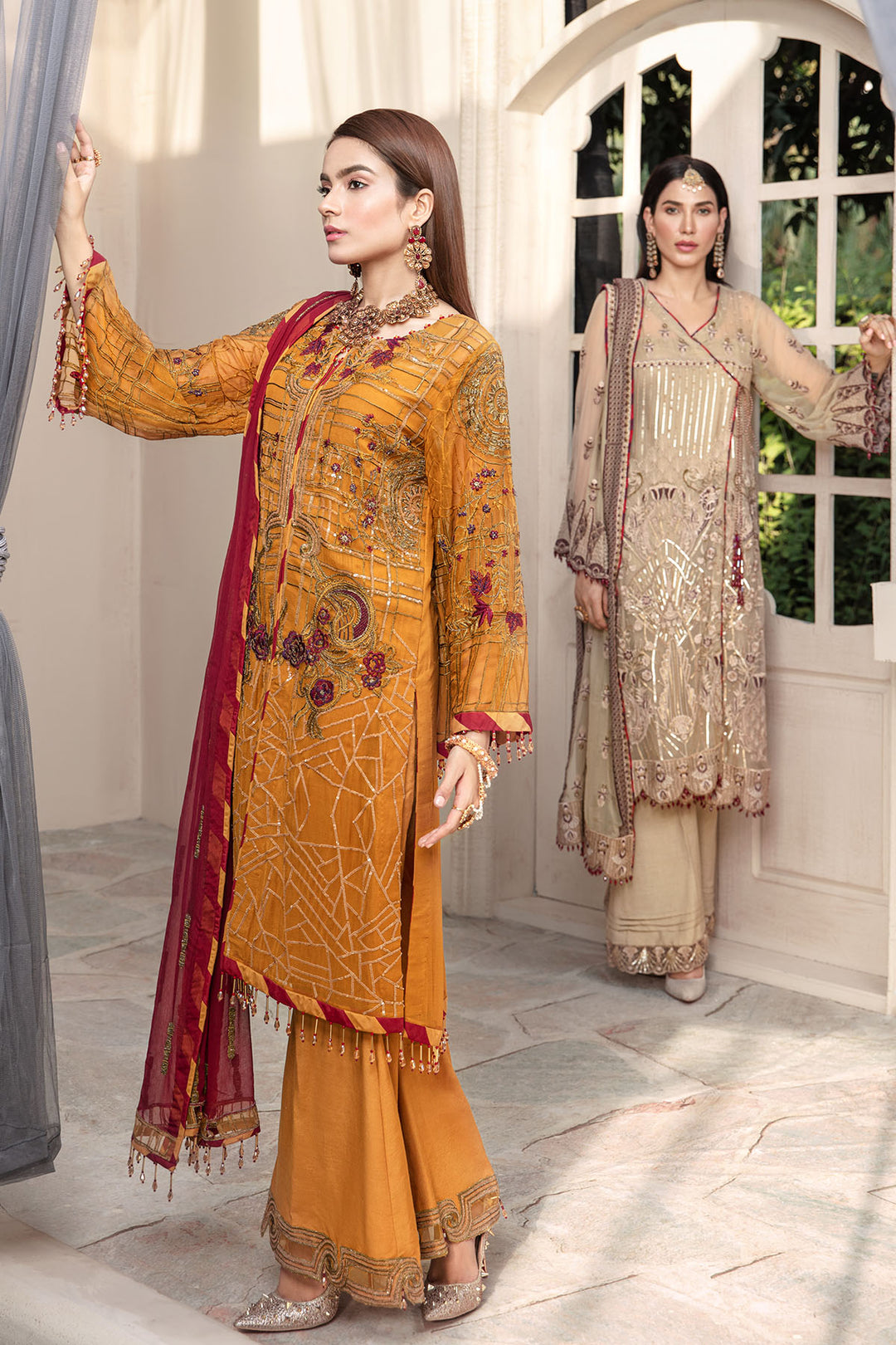 2579-TULIP-TREE EMBROIDERED BEMBERG CHIFFON UNSTITCHED