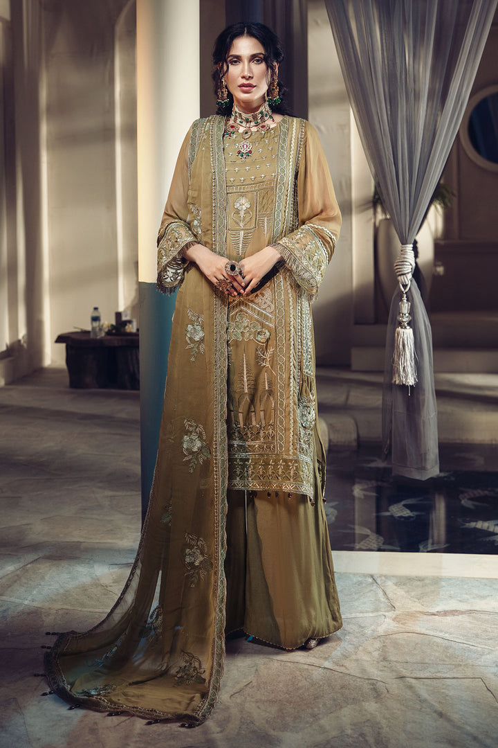 2641-FAWN EMBROIDERED BEMBERG CHIFFON UNSTITCHED